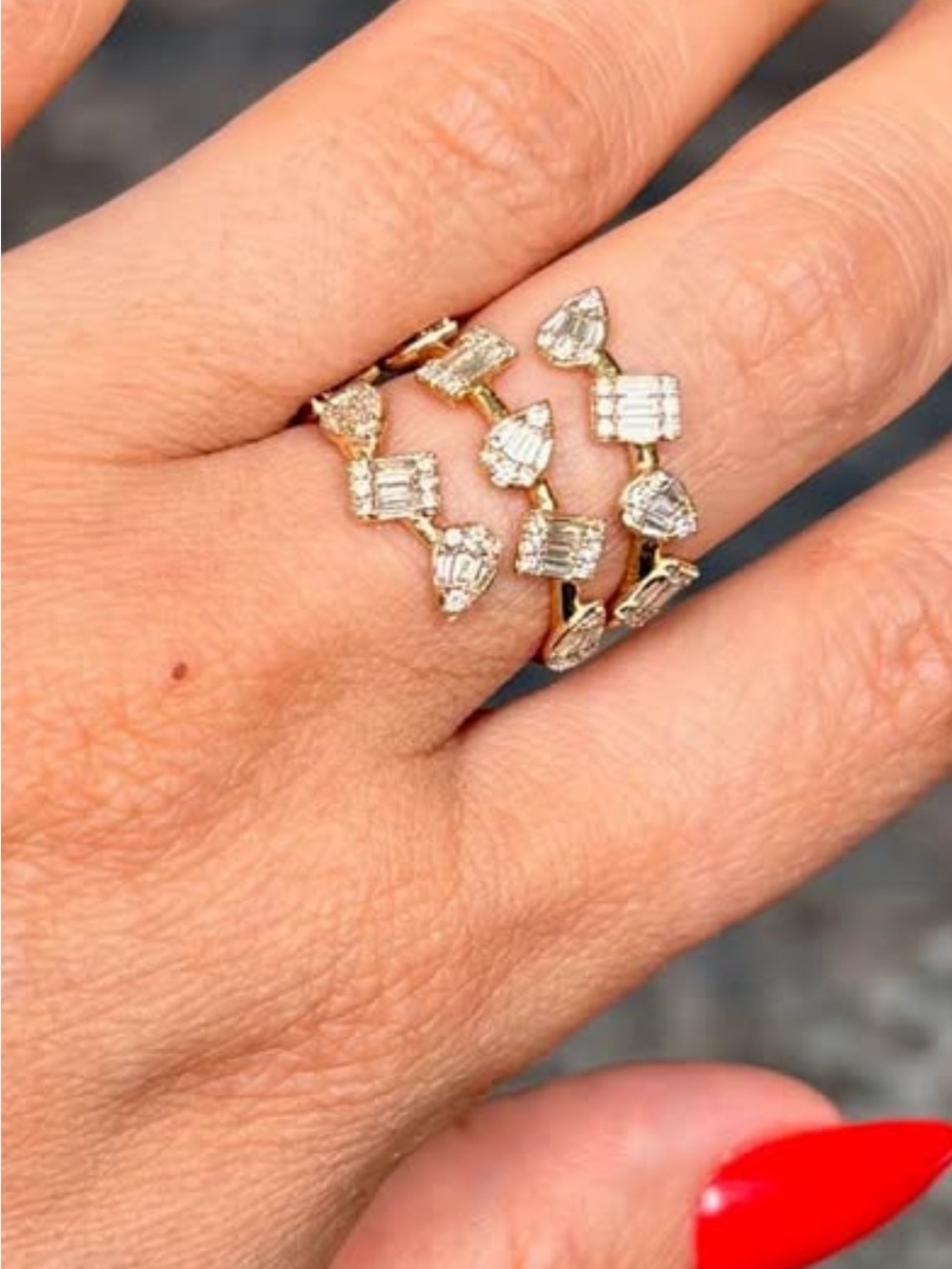 14k gold and diamond-Shape Stacking Ring – Women's Ring